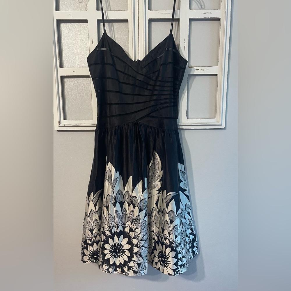 Adrianna Papell Occasions Silk Beaded Cocktail Dress Black